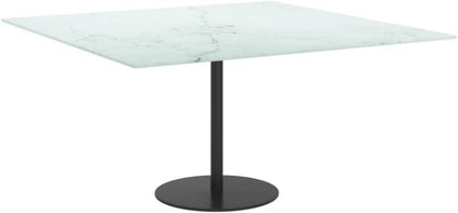 vidaXL Tempered Glass Table Top with Marble Design - 80x80 cm Square, 6mm Thickness - White - Modern Living Room and Dining Room Accent Furniture