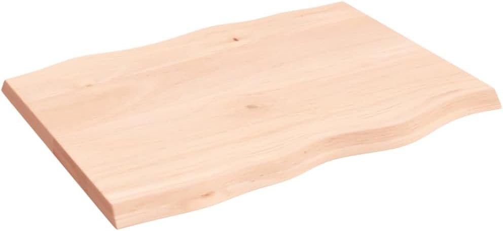 Homgoday 80 x 60 cm Solid Oak Tabletop, Raw Finish, Replacement Live Edge for Coffee Table, Dining Table, Desk, Kitchen Countertop – Durable & Stylish Surface