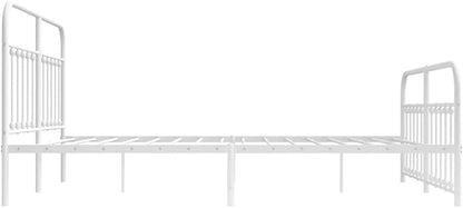Lechnical Bed Frame with Headboard and Footboard Metal White 180 x 200 cm, Furniture, Beds and Accessories, Beds and Frames for Beds