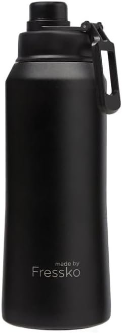made by Fressko | Core Wide Mouth Insulated Stainless Steel Water Bottle-Coal | with Sip Lid | 34oz 1L |BPA-Free | Leak Proof Lid