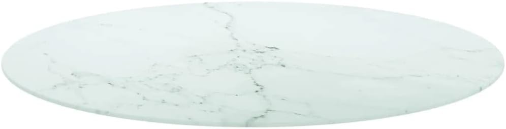 White Marble Design Tempered Glass Tabletop Ø90 x 1 cm – Durable and Safe for Dining Tables, Center Tables, Garden Tables, and Desks – Stylish and Elegant Home Decor.