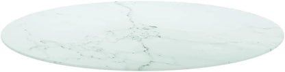 White Marble Design Tempered Glass Tabletop Ø90 x 1 cm – Durable and Safe for Dining Tables, Center Tables, Garden Tables, and Desks – Stylish and Elegant Home Decor.