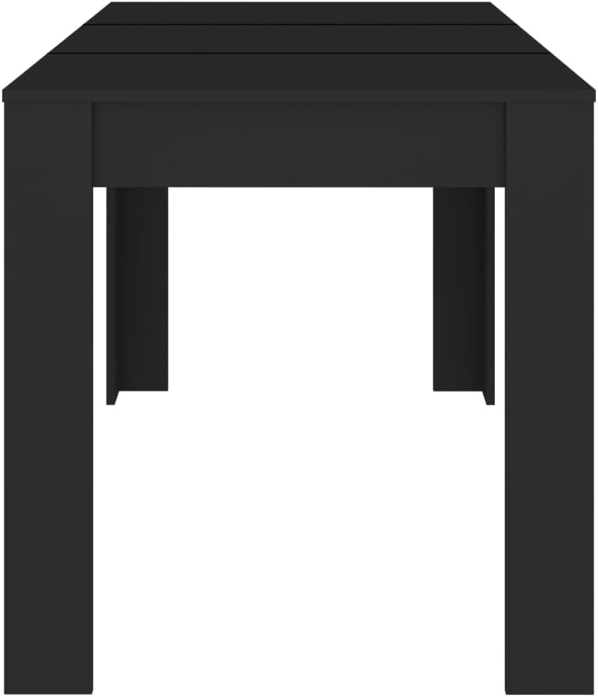 'vidaXL Modern Dining Table in Black Engineered Wood, Rectangular Shape - Ideal for Dining Room & Kitchen with A Spacious Tabletop - 140x74.5x76 cm