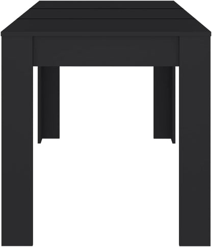 'vidaXL Modern Dining Table in Black Engineered Wood, Rectangular Shape - Ideal for Dining Room & Kitchen with A Spacious Tabletop - 140x74.5x76 cm