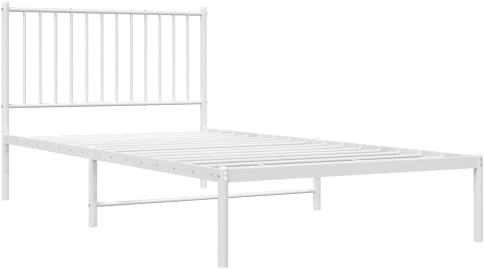 DCRAF Home Furniture Metal Bed Frame with White Headboard Dimensions 100 x 200 cm