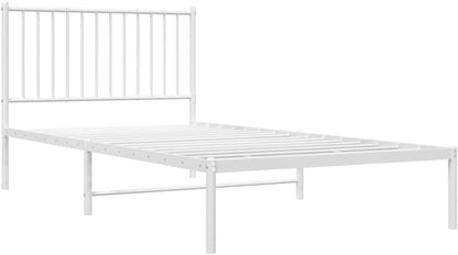 DCRAF Home Furniture Metal Bed Frame with White Headboard Dimensions 100 x 200 cm