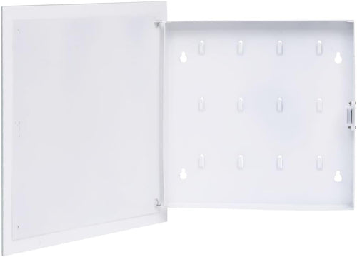 vidaXL White Key Box with Magnetic Board 35x35 cm - Steel and Tempered Glass, Wall-Mounted Storage Organizer for Home and Office