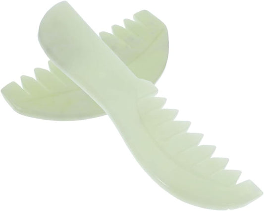Ipetboom 2Pcs Jade Scalp Massage Comb Jade Combs for Relaxation and Muscle Relief Unique Design for Scraping Promote for Daily Use