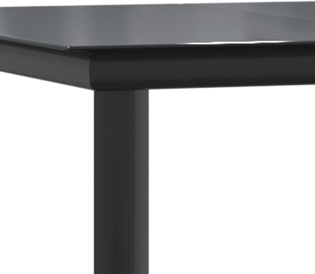 vidaXL 7-Piece Outdoor Garden Dining Set - Black and Anthracite - Weather-Resistant Steel and Textilene Construction with Tempered Glass Tabletop