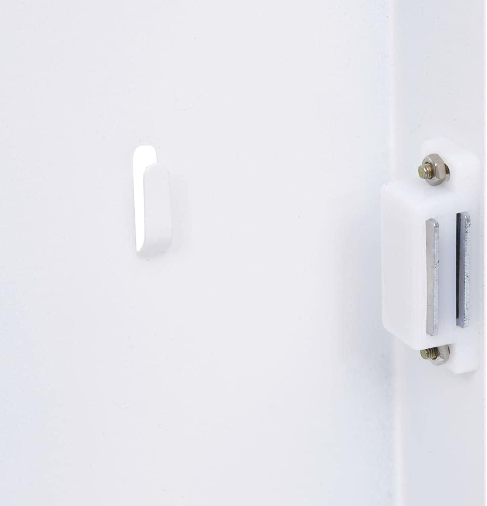 vidaXL White Key Box with Magnetic Board 35x35 cm - Steel and Tempered Glass, Wall-Mounted Storage Organizer for Home and Office