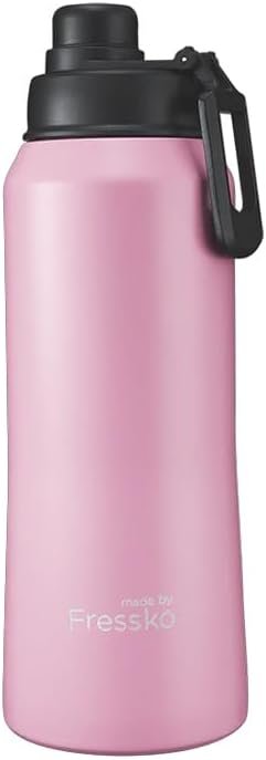 made by Fressko | Core Wide Mouth Insulated Stainless Steel Water Bottle- Bubblegum | with Sip Lid | 34oz 1L |BPA-Free | Leak Proof Lid