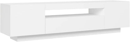 vidaXL TV Cabinet with LED Lights TV Stands HiFi Unit Entertainment Center Plasma Stereo Cabinet Bedroom Living Room Furniture White