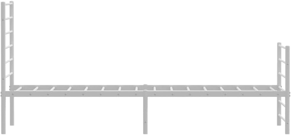 vidaXL King Single Size Bed Frame - Robust Powder-Coated Steel Design with Headboard, Footboard & Under-Bed Storage Space - White