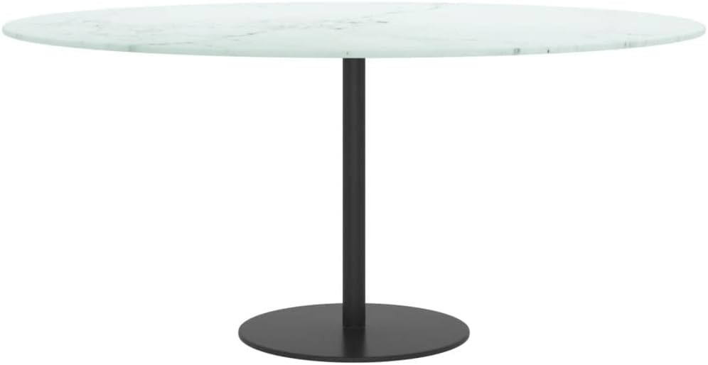 White Marble Design Tempered Glass Tabletop Ø90 x 1 cm – Durable and Safe for Dining Tables, Center Tables, Garden Tables, and Desks – Stylish and Elegant Home Decor.