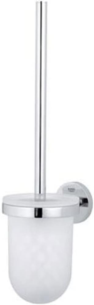 GROHE Essentials Toilet Brush Set (Material: Glass & Metal, Wall Mounted, Durable Sparkling Sheen, Including Screws and Dowels, Suitable for Gluing), Size 398 mm, Chrome, 40374001