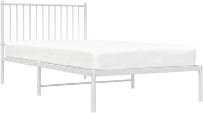 DCRAF Home Furniture Metal Bed Frame with White Headboard Dimensions 100 x 200 cm