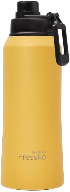 made by Fressko | Core Wide Mouth Insulated Stainless Steel Water Bottle-Canary | with Sip Lid | 34oz 1L |BPA-Free | Leak Proof Lid