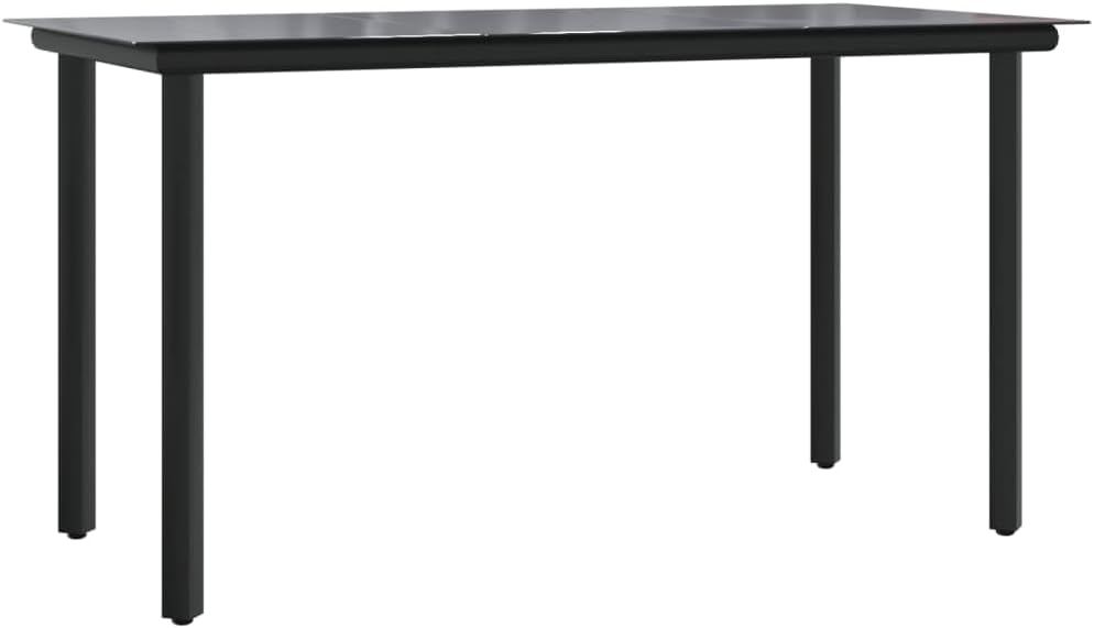 vidaXL 7-Piece Outdoor Garden Dining Set - Black and Anthracite - Weather-Resistant Steel and Textilene Construction with Tempered Glass Tabletop