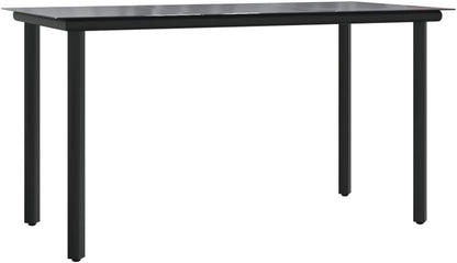 vidaXL 7-Piece Outdoor Garden Dining Set - Black and Anthracite - Weather-Resistant Steel and Textilene Construction with Tempered Glass Tabletop