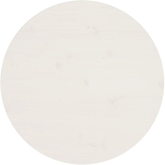 'vidaXL Solid Pinewood Round Table Top - White, Perfect for Dining Room, Kitchen Table; Durable & Easy to Clean (60x2.5 cm)