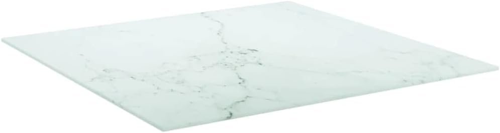 YAFF Glass Table Top, Square Tempered Glass Table Top with Thick Pencil Polish Edge, 70 x 70 x 0.6 cm -White