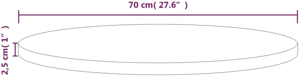 Solid Pine Wood Round Tabletop Ø70 x 2.5cm - Durable Dining, Center, and Garden Table Surface - Ideal for Rustic Furniture and Home Decor