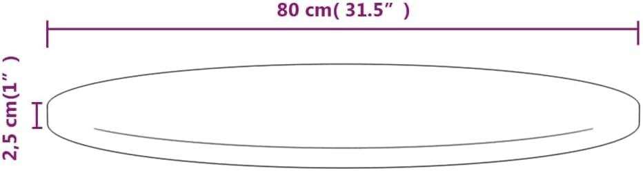 Solid Pine Wood Round Tabletop Ø80 x 2.5cm - Durable Dining, Center & Garden Table Surface - Ideal for Rustic Home Decor & Outdoor Use