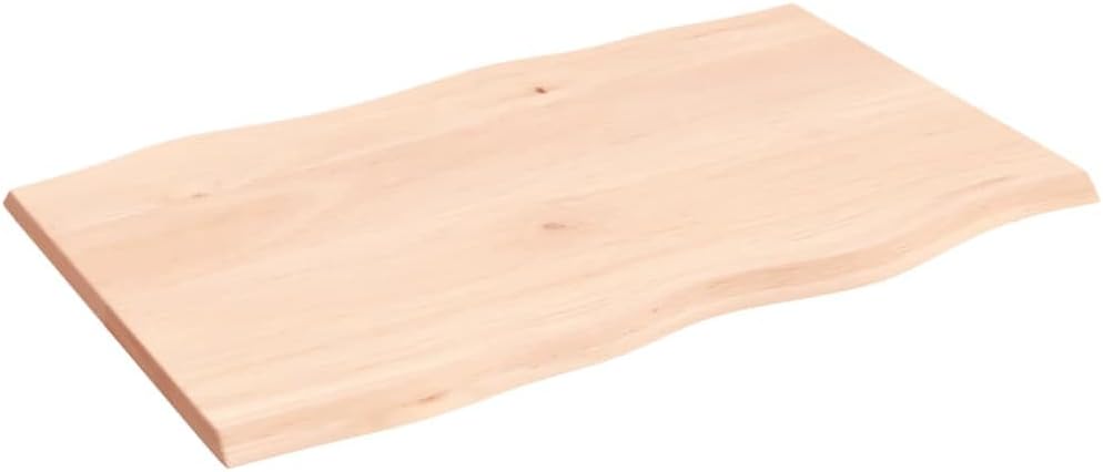 Homgoday 80 x 50 x 2 cm Solid Oak Tabletop, Raw Edged, Kitchen Coffee Table Replacement, Dining Table, Desk Surface, Durable Wood Top for Home & Office