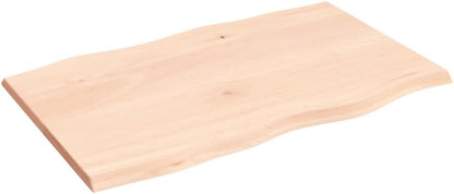 Homgoday 80 x 50 x 2 cm Solid Oak Tabletop, Raw Edged, Kitchen Coffee Table Replacement, Dining Table, Desk Surface, Durable Wood Top for Home & Office