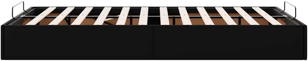 vidaxl King Single Ottoman Bed Frame - Black Faux Leather Storage Bed with Hydraulic Lift Mechanism