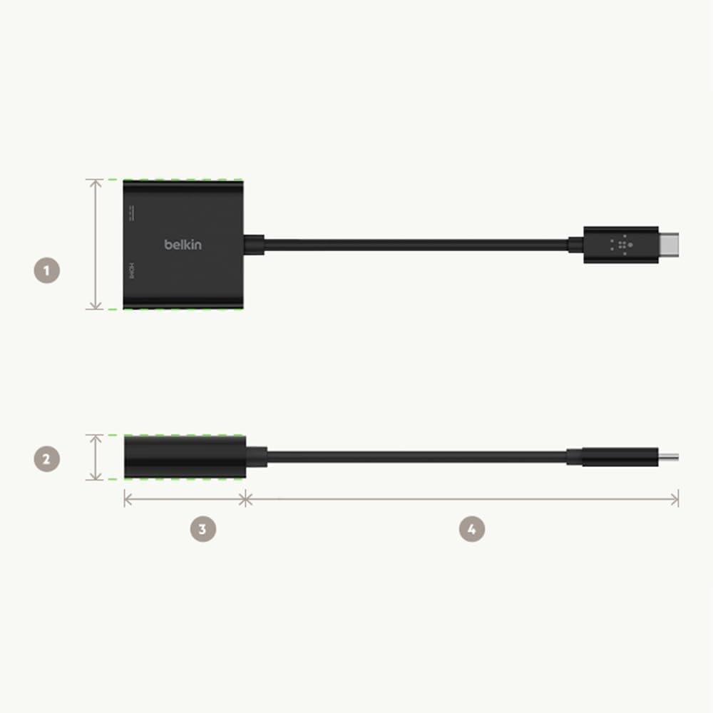 Belkin AVC002btBK USB-C to HDMI Adapter + Charge (Supports 4K UHD Video, Passthrough Power up to 60W for Connected Devices) MacBook Pro HDMI Adapter
