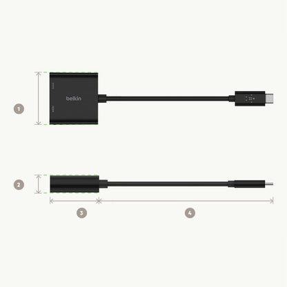 Belkin AVC002btBK USB-C to HDMI Adapter + Charge (Supports 4K UHD Video, Passthrough Power up to 60W for Connected Devices) MacBook Pro HDMI Adapter