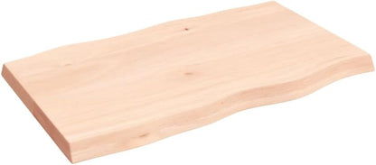 Homgoday 100 x 60 cm Solid Oak Wood Tabletop, Live Edge Design, Replacement Coffee Table, Dining Table, Desktop Surface for Home & Office Use