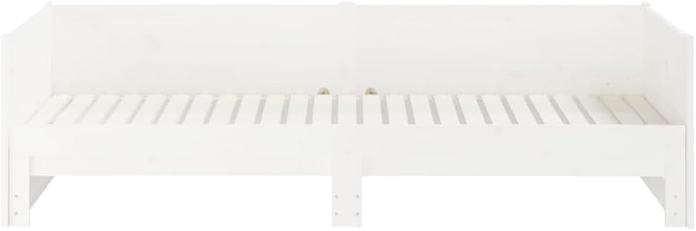 vidaXL Solid Wood Pine Pull-Out Day Bed Living Room Bedroom Sleepover Overnight Bed Couch Sofa Seat Occasional Bed Home Wooden Furniture White
