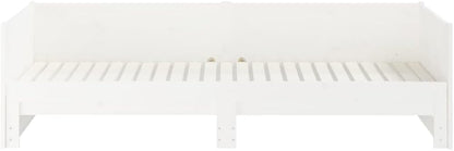 vidaXL Solid Wood Pine Pull-Out Day Bed Living Room Bedroom Sleepover Overnight Bed Couch Sofa Seat Occasional Bed Home Wooden Furniture White