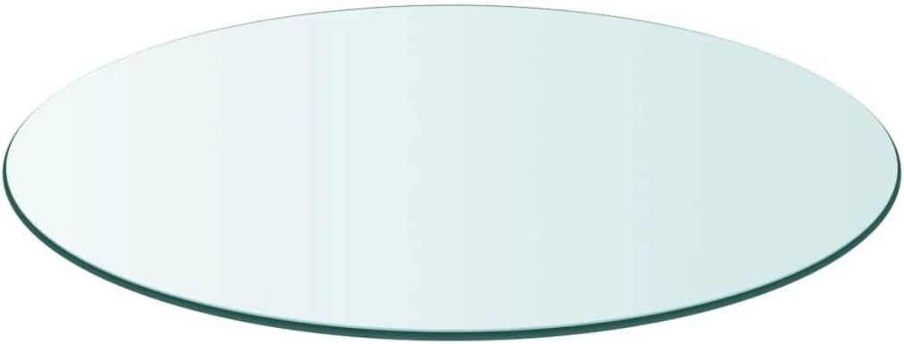 vidaXL Transparent Tempered Glass Round Table Top - 40 cm Diameter, Crystal Clear, Perfect for Dining/Coffee/Garden Tables