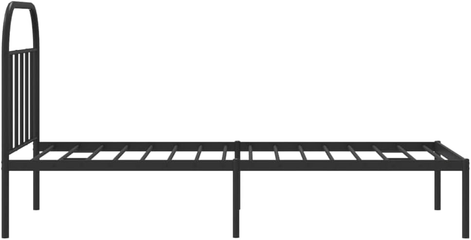 JUNZAI Giroletto con Testiera in Metallo Nero 90x190 cm,Mobili,Letti e Accessori,Letti e telai per Letti