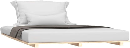 Solid Wood Pine Bed Frame - Queen Size Platform with Wooden Slats, Sturdy Low Profile Base, Fits 153x203 cm Mattress (Mattress Not Included), Modern Design