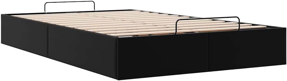vidaxl King Single Ottoman Bed Frame - Black Faux Leather Storage Bed with Hydraulic Lift Mechanism