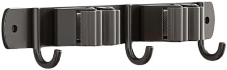 Broom Holder Wall Mount Mop Hanger Garden Tool Storage Rack - Laundry Room Organization Handle Stainless Steel Wall Mounted Garage Storage Hooks - Practical With Screws and 3M Adhesive