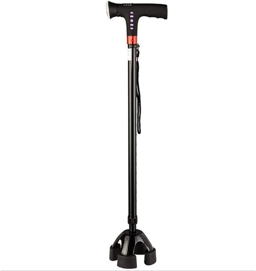 JDKJSBF Walking Stick Walkers for Seniors Rollator Walker, stampelle, aiuti a Piedi, Bastone da Passeggiata Lighting Elderly Smart Radio a Quattro Zampe a Quattro Zampe in Alluminio Trekking Pole