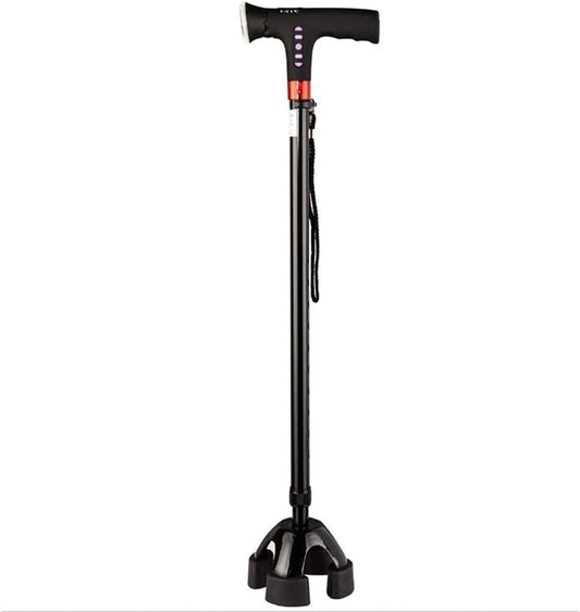 JDKJSBF Walking Stick Walkers for Seniors Rollator Walker, stampelle, aiuti a Piedi, Bastone da Passeggiata Lighting Elderly Smart Radio a Quattro Zampe a Quattro Zampe in Alluminio Trekking Pole