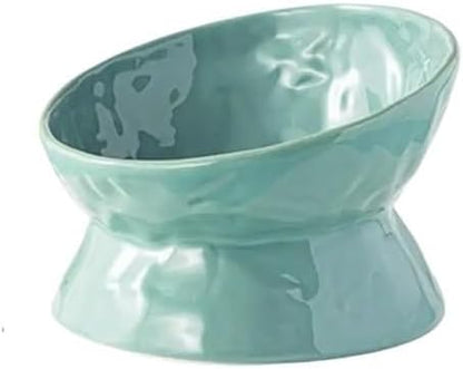 Ciotola per acqua inclinata in ceramica per gatti larghe ciotole per cibo e acqua per gatti forniture per irrigazione per gatti a faccia piatta (blu, 15 x 7 cm)