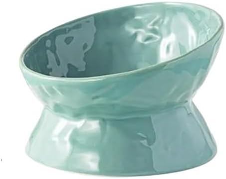 Ciotola per acqua inclinata in ceramica per gatti larghe ciotole per cibo e acqua per gatti forniture per irrigazione per gatti a faccia piatta (blu, 15 x 7 cm)