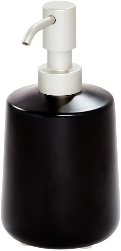 iDesign Eco Vanity Ceramic Refillable Short Soap Dispenser, Matte Black