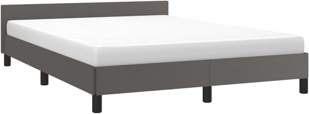 JUNZAI Giroletto con Testiera Grigio 140x200 cm in Similpelle,Mobili,Letti e Accessori,Letti e telai per Letti