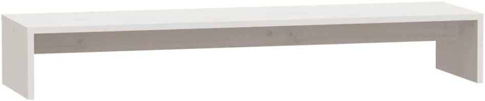 vidaXL Solid Pine Wood Monitor Stand - Sturdy Construction, White Finish,100 x 27 x 15 cm, Easy Assembly, Suitable for Workspace Organization and Ergonomics.