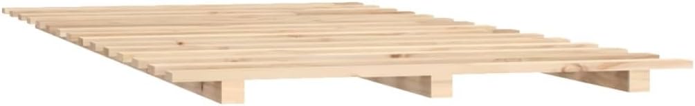 Solid Wood Pine Bed Frame - Queen Size Platform with Wooden Slats, Sturdy Low Profile Base, Fits 153x203 cm Mattress (Mattress Not Included), Modern Design