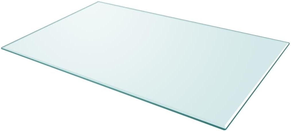 vidaXL Transparent Rectangular Tempered Glass Table Top – Ideal for Dining Room, Coffee Tables, Garden Tables – Easy to Clean – 1000x620 mm