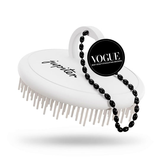Jupiter Scalp Exfoliator Brush, Detangling Scalp Scrubber Brush, for Wet or Dry Hair, Removes Dandruff & Build-Up, Supports Circulation, Ergonomic Scalp Massager, Good for All Hair Types, White